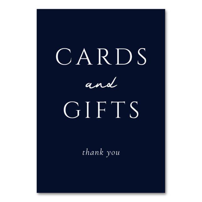 Elegant Navy Blue Serif Gratitude Card (Front)