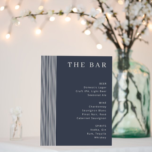 Elegant Navy Blue Serif Menu Sign (In Situ (Wedding))