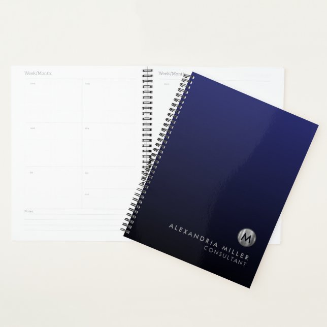 Elegant Navy Blue Silver Appointment Book Planner (Display)