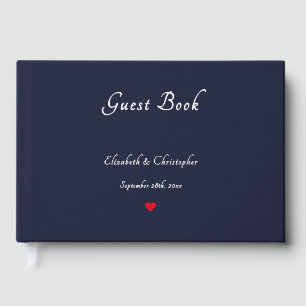 Elegant Navy Blue Silver Foil Weddings Anniversary Foil Guest Book
