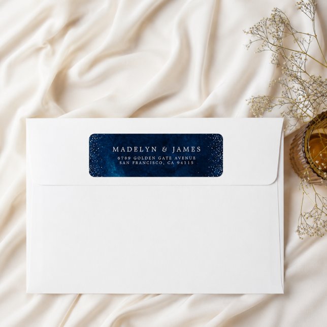 Elegant Navy Blue Silver Glitter Wedding Label (Creator Uploaded)