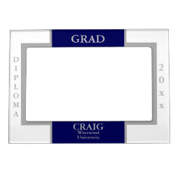 Elegant Navy Blue Silver Graduation Magnetic Frame