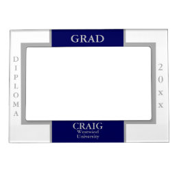 Elegant Navy Blue Silver Graduation Magnetic Frame