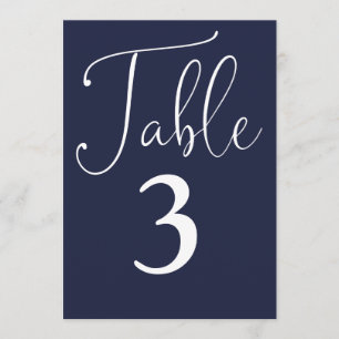 Elegant Navy Blue Simple Large Table Number