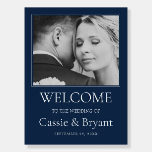 Elegant Navy Blue Simple Wedding Welcome Sign