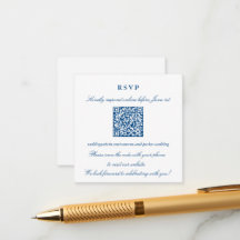 Elegant Navy Blue Small Online RSVP QR Code