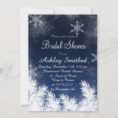 Elegant Navy Blue Snowflake Winter Bridal Shower Invitation (Front)
