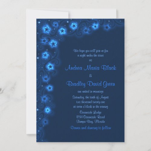 Elegant Navy Blue Stars Wedding Invitation