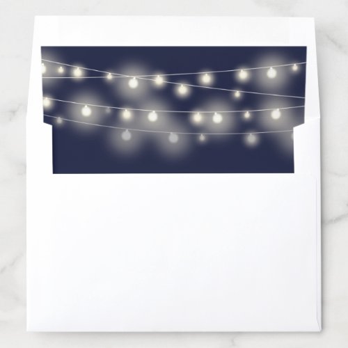 Elegant Navy Blue String Lights Envelope Liner