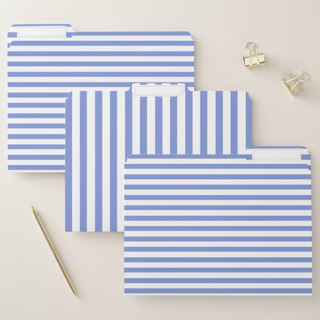 Elegant Navy Blue Striped File Folder (Set)