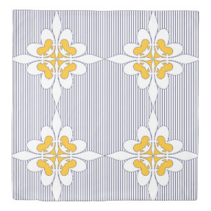 Elegant, navy blue, stripes, mustard yellow, white duvet cover