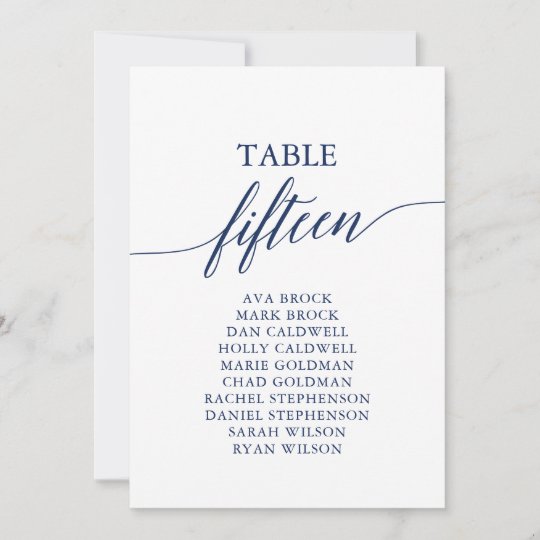 Elegant Navy Blue Table Number 15 Seating Chart | Zazzle.com