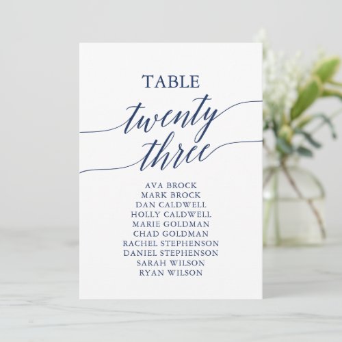 Elegant Navy Blue Table Number 23 Seating Chart