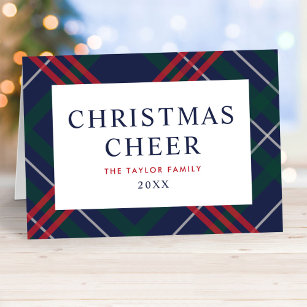 Holiday Photo Card Template, Christmas Preppy Blue and White