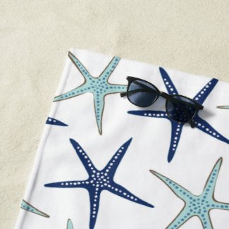 Elegant Navy blue Turquoise Star Fish Monogrammed