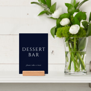 Elegant Navy Blue Typographic Dessert Bar Sign Holder
