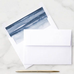 Elegant Navy Blue Watercolor Envelope Liner