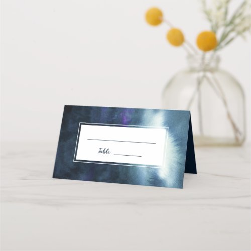Elegant Navy Blue Watercolor Place Card
