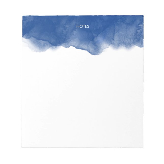 Elegant Navy Blue Watercolor Splash Personalized  Notepad (Front)