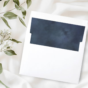 Elegant Navy Blue Watercolor Wedding Envelope Liner