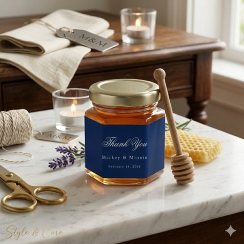Elegant Navy Blue Wedding Appreciation Honey Jar Favors