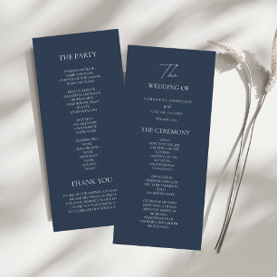 Elegant Navy Blue Wedding Ceremony Program