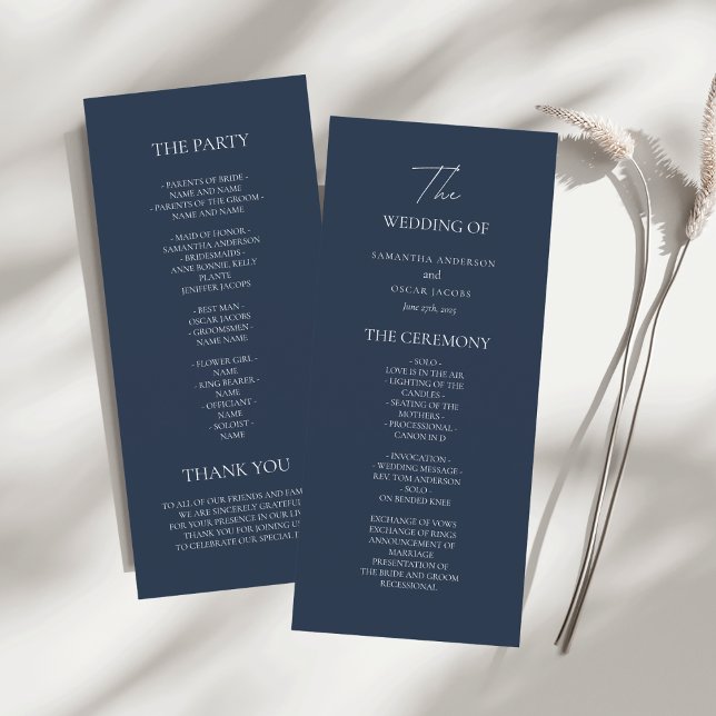 Elegant Navy Blue Wedding Ceremony Program (Creator Uploaded)