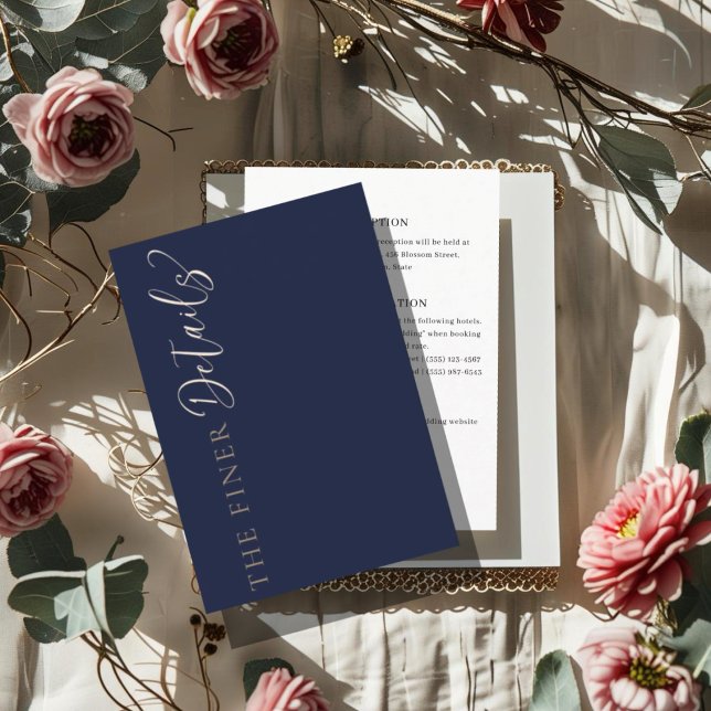 Elegant Navy Blue Wedding Details Enclosure Card (Creator Uploaded)