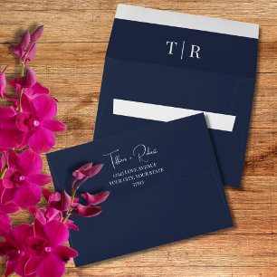 Elegant Navy Blue Wedding Envelope