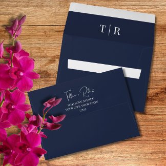 Elegant Navy Blue Wedding  Envelope