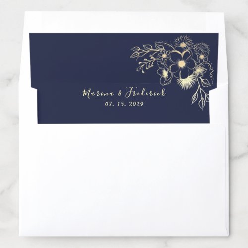 Elegant Navy Blue Wedding Envelope Liner