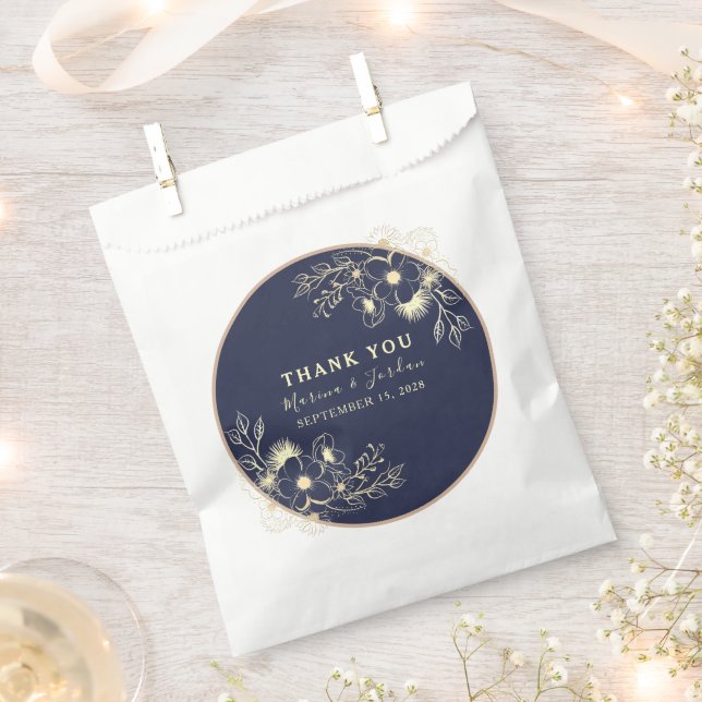 Elegant Navy Blue Wedding Favor Bag (Clipped)