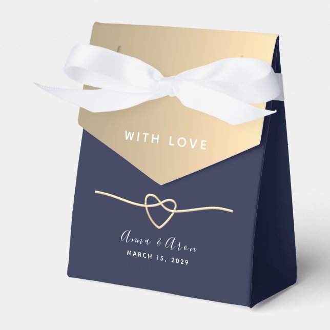 Elegant Navy Blue Wedding Favor Box (Front Side)