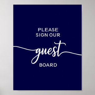 Elegant Navy Blue Wedding Guest Board Sign