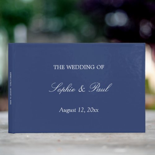 Elegant Navy Blue Wedding Guest Book