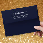 Elegant Navy Blue Wedding Invitation Pre Addressed Envelope<br><div class="desc">Create your own custom, personalized, simple, elegant, stylish, beautiful white script / typography, classic, dark navy blue, beautiful textural surface linen wedding invitations / greeting cards envelopes. Simply enter the couple's names (bride & groom / wife & husband) / your name / family name / company name, and address. Perfect...</div>