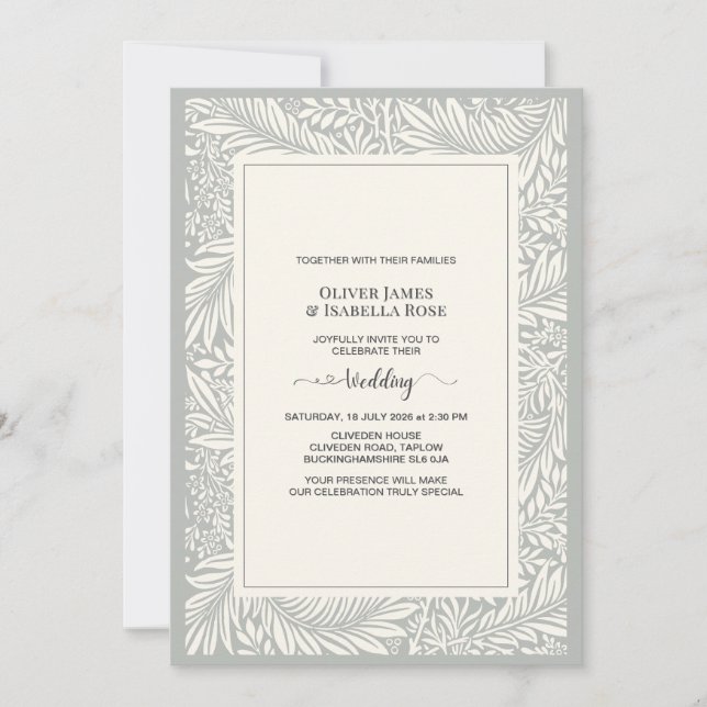Elegant Navy Blue Wedding Invitation – Rumi's Poem (Front)
