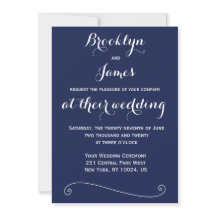 Elegant Navy Blue Wedding Invitations