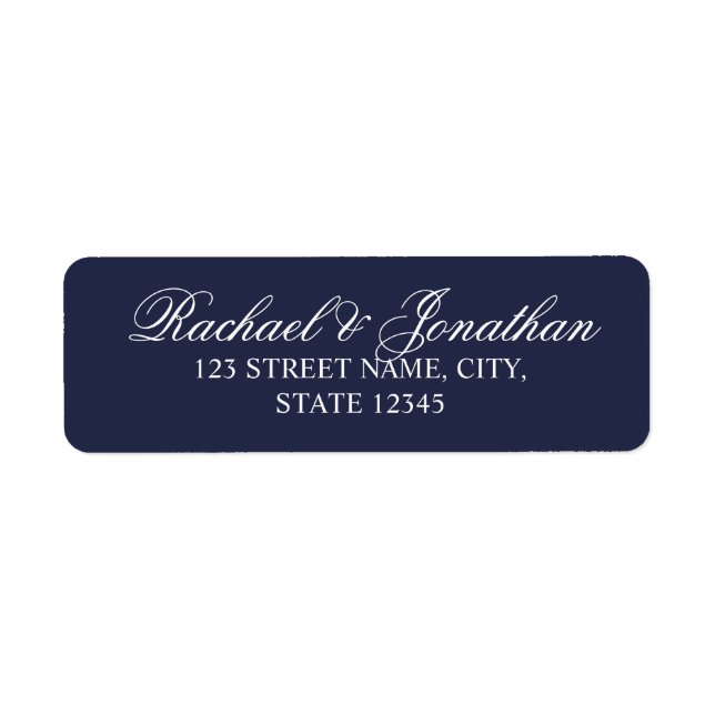 Elegant Navy Blue Wedding Label (Front)