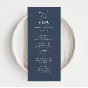 Elegant Navy Blue Wedding Menu