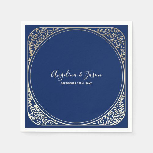 Elegant Navy Blue Wedding Napkins