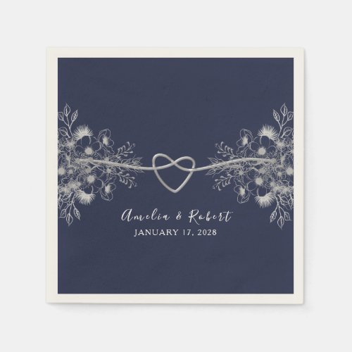 Elegant Navy Blue Wedding Napkins