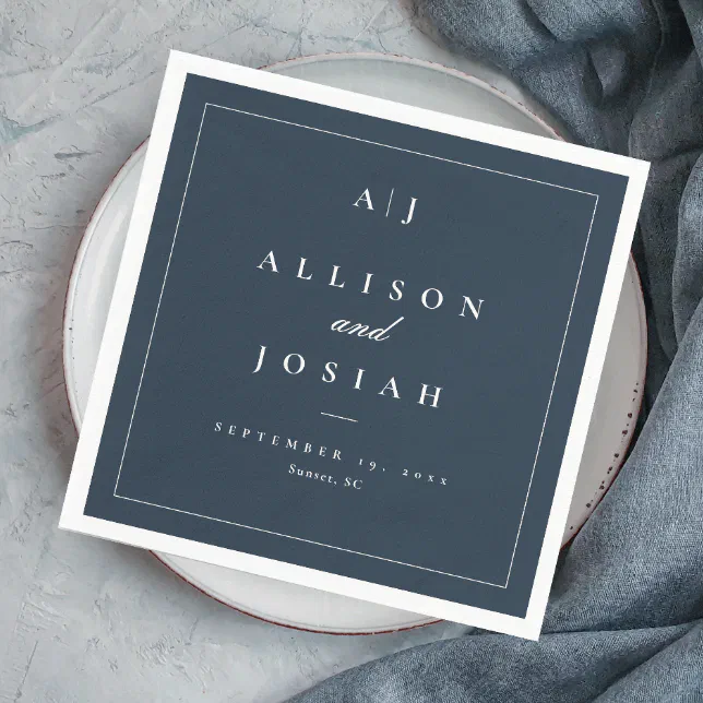 Elegant Navy Blue Wedding Napkins Zazzle
