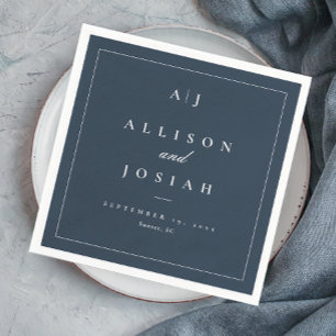 Elegant Navy Blue Wedding Napkins