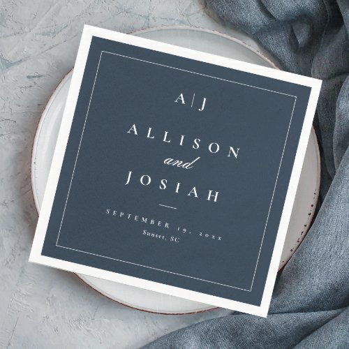 Elegant Navy Blue Wedding Napkins