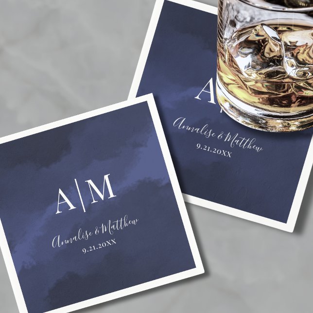 Elegant Navy Blue Wedding Napkins (Elegant Navy Blue Wedding Napkins)