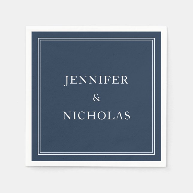 Elegant Navy Blue Wedding Napkins (Front)