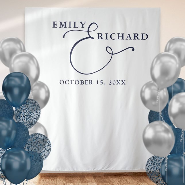 Elegant Navy Blue Wedding Photo Backdrop (Creator Uploaded)