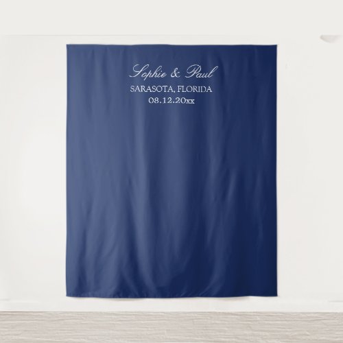 Elegant Navy Blue Wedding Photo Booth Backdrop