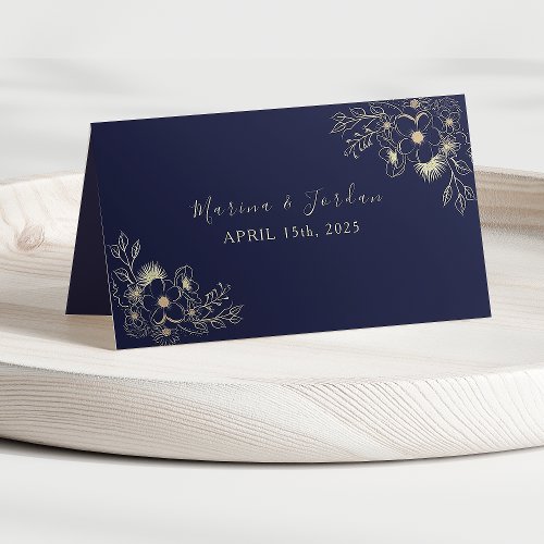 Elegant Navy Blue Wedding Place Card